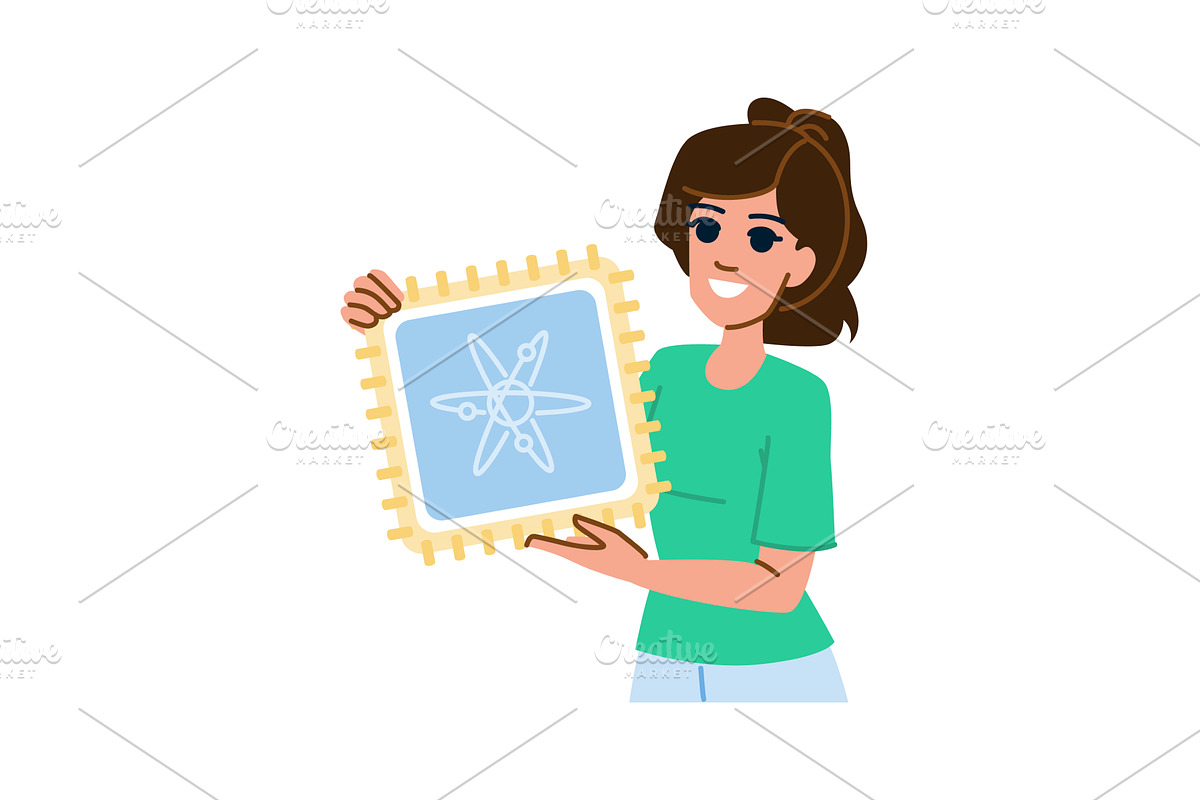 Scientist holding quantum computing, a Technology Illustration by pikepicture