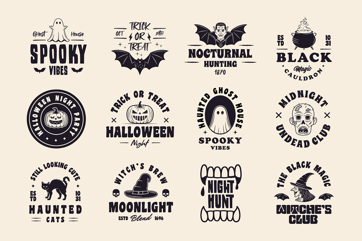 Vintage Halloween Emblems - 97 Logos, an Object Graphic by DenysHolovatiuk (Photo 4 of 9)