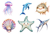 Watercolor Under the Sea Clipart, an Illustration by Designking (Thumbnail 5 of 6)