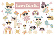 Groovy Fairy clipart & paper set, an Illustration by Poppymoondesign (Thumbnail 1 of 5)