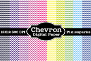 Chevron Digital Papers, a Pattern Graphic by PixieSparks (Thumbnail 1 of 4)