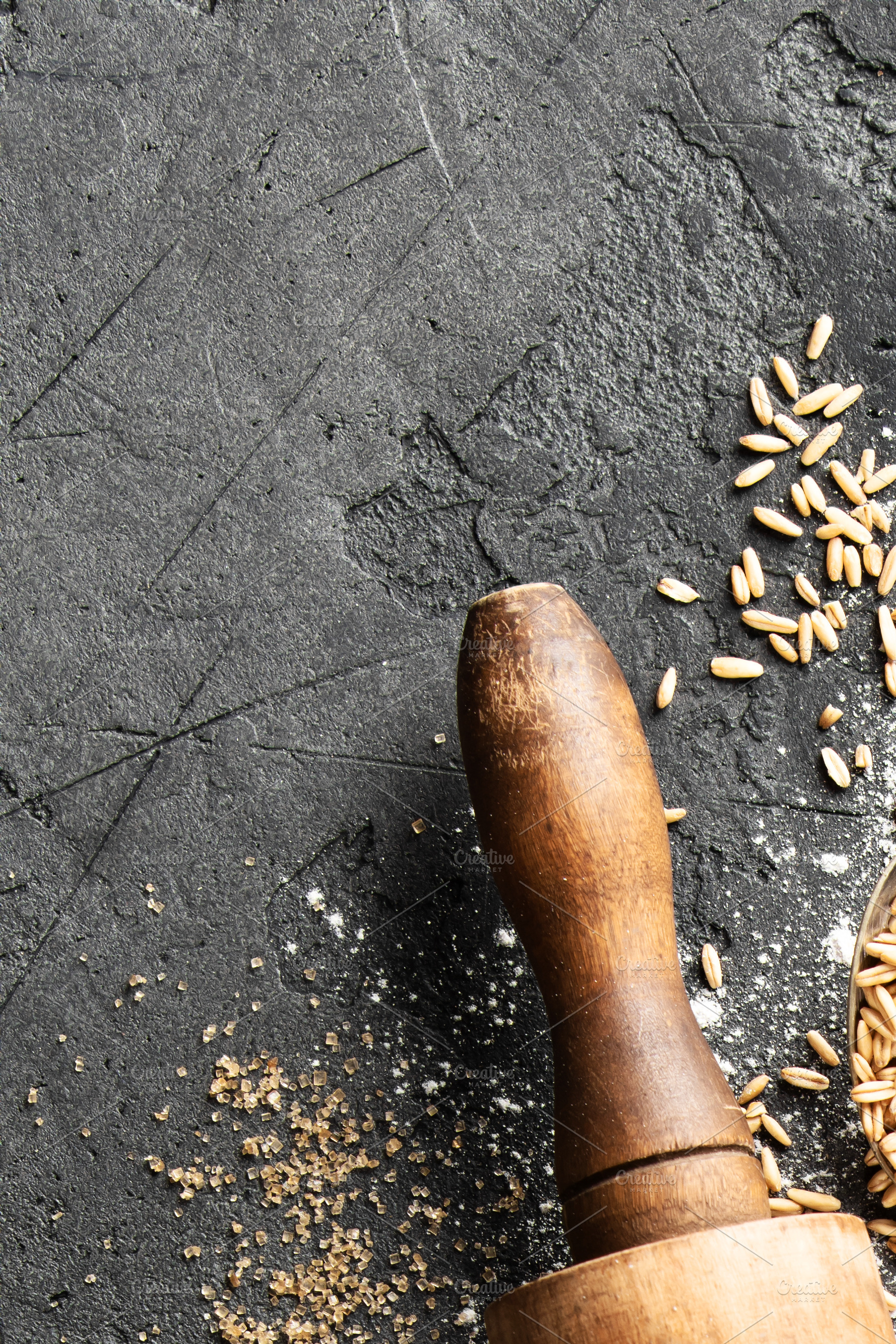 Rustic Baking Scene with Rolling Pin and Ingredients, a Food & Drink Photo by Natalia Klenova's Shop