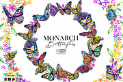 Monarch Butterflies watercolor clips, a Decorative Illustration by CpandoShop (Thumbnail 1 of 5)
