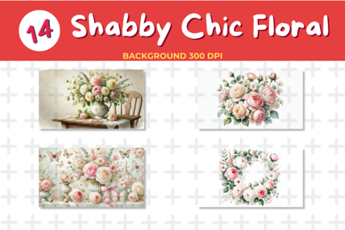 Watercolor Shabby Chic Floral Backgr, an Education Illustration by John_Walker (Photo 2 of 5)