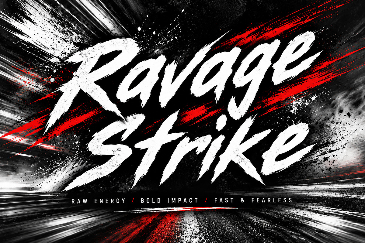 Ravage Strike – Brush Display Font, a Script Font by Wow Magic (Photo 3 of 4)