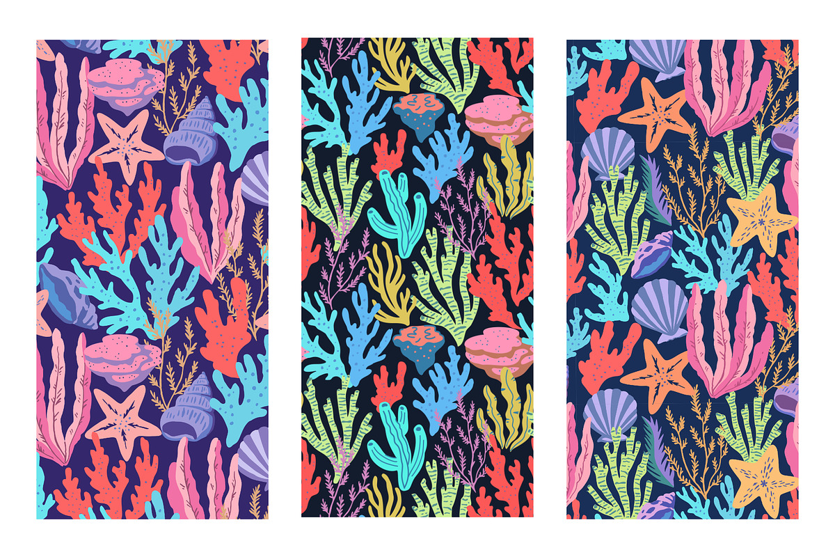 Seamless patterns with corals, a Pattern Graphic by Robusta