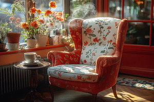 Cozy armchair by the window in a vib, a Photo by Tanuart