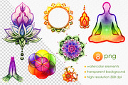 Meditation watercolor set, a Decorative Illustration by Olha Urdeichuk (Thumbnail 5 of 6)