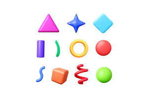 Set of different 3d geometric shapes, an Object Illustration by Abscent