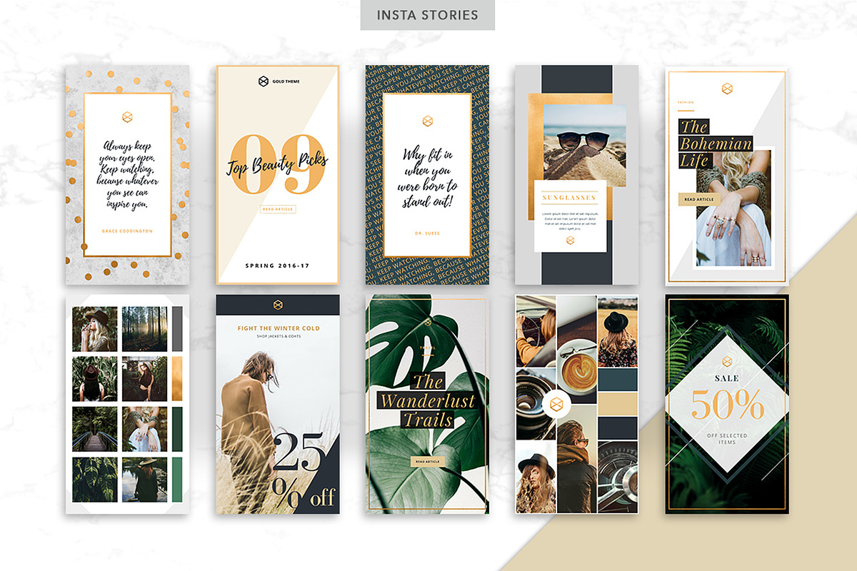 CANVA & PPT | Golden Social Media, a Social Media Template by Marigold Studios (Photo 3 of 12)