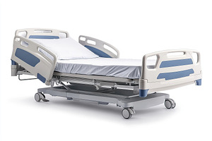 Hospital bed isolated on white background, a Health & Medical Photo by AlyaAnd