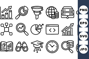 Business Data Analytics Icons Set, an Illustration by designvectx