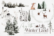 Watercolor Clipart - Winter Land, an Animal Illustration by Beigetime (Thumbnail 1 of 12)