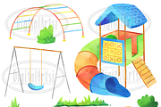 Watercolor Playground Clipart, an Education Illustration by DigitalArtsi (Thumbnail 2 of 3)