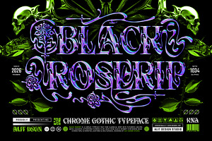 Black Roserip Chrome Gothic Typeface, a Serif Font by alit design