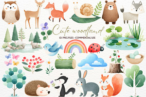 Spring Woodland Animals Clipart PNG, an Animal Illustration by SugarCloudStudioArt