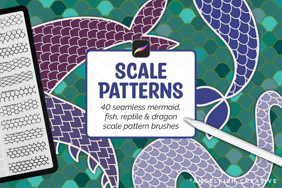 Scale Pattern Brushes for Procreate, a Brush Add-On by AngelfishCreative (Photo 1 of 12)