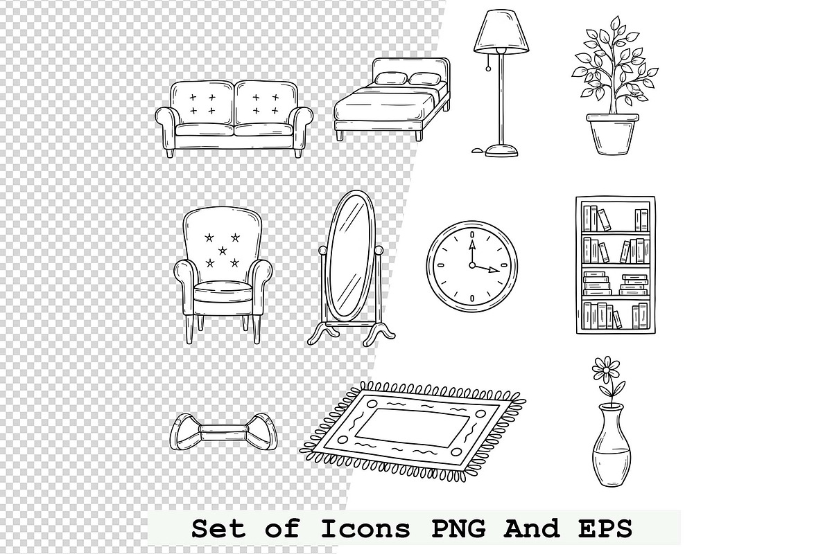 Set of home icons in hand drawn, an Icon by one-touch