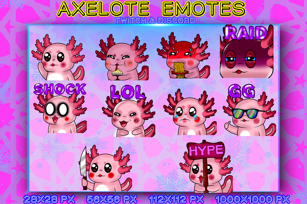 AXELOTE EMOTES TWITCH, an Animal Illustration by YUNGMOTS (Photo 1 of 5)
