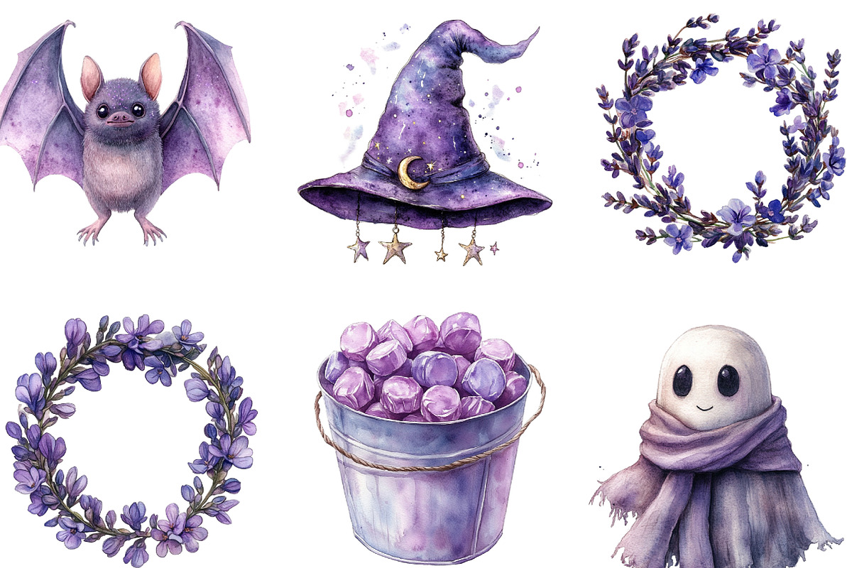 Lavender Halloween Clipart, a Work Illustration by cherrydesign (Photo 2 of 3)