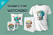 Bundle Cartoon Robots 01. T-Shirt., an Animal Illustration by KENO Mascots (Thumbnail 3 of 3)