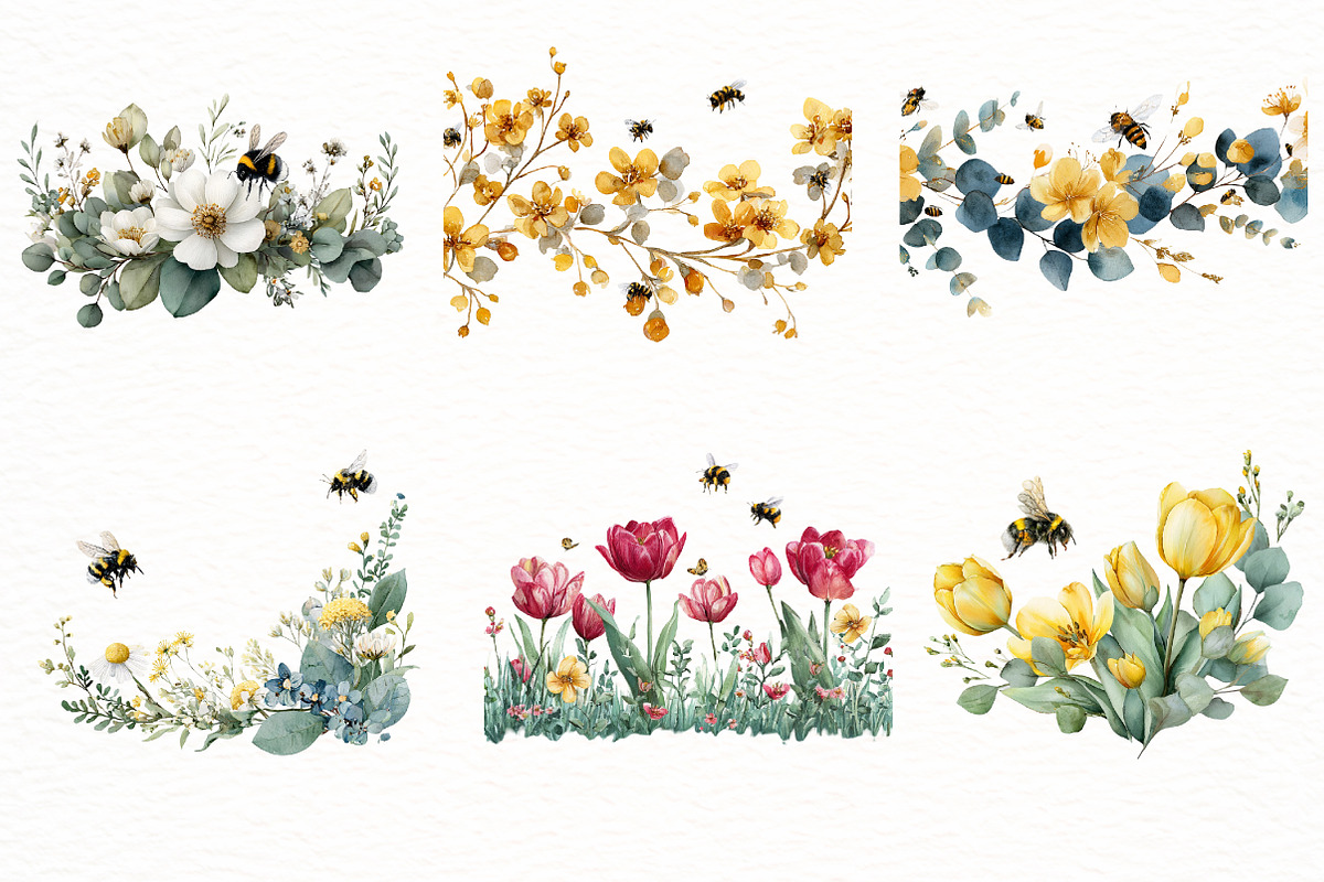 Spring Bees Border Clipart, an Illustration by Designworld (Photo 3 of 6)