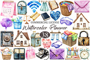 Watercolor Planner Clipart, a Seasonal Illustration by designcity5 (Thumbnail 1 of 5)