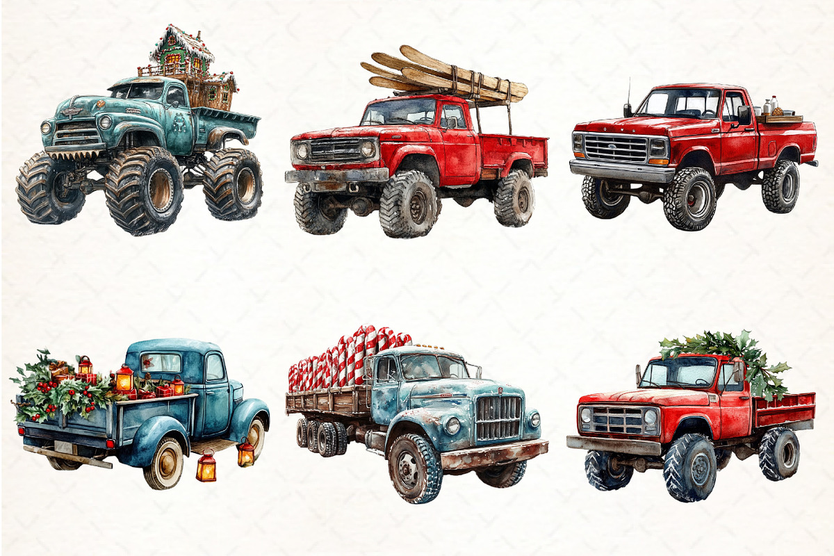 Christmas Monster Truck Sublimation, an Illustration by Pixels.Craft (Photo 2 of 6)
