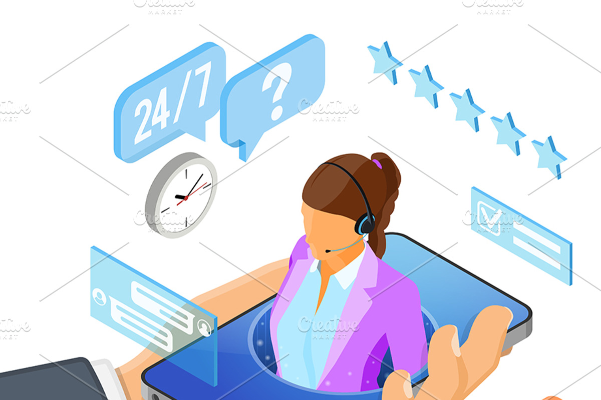 Isometric Online Customer Support, a Person Illustration by TAlex (Photo 2 of 6)