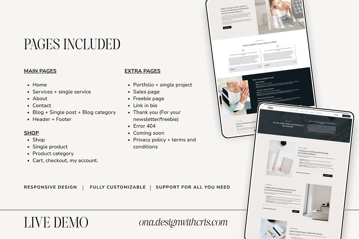 Ona | WordPress, Elementor pro, a WordPress Template by DesignWithCris (Photo 3 of 6)