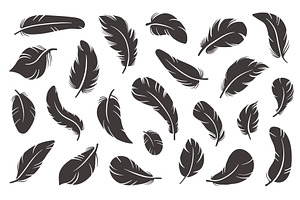 Feather Icons. Black Plumage