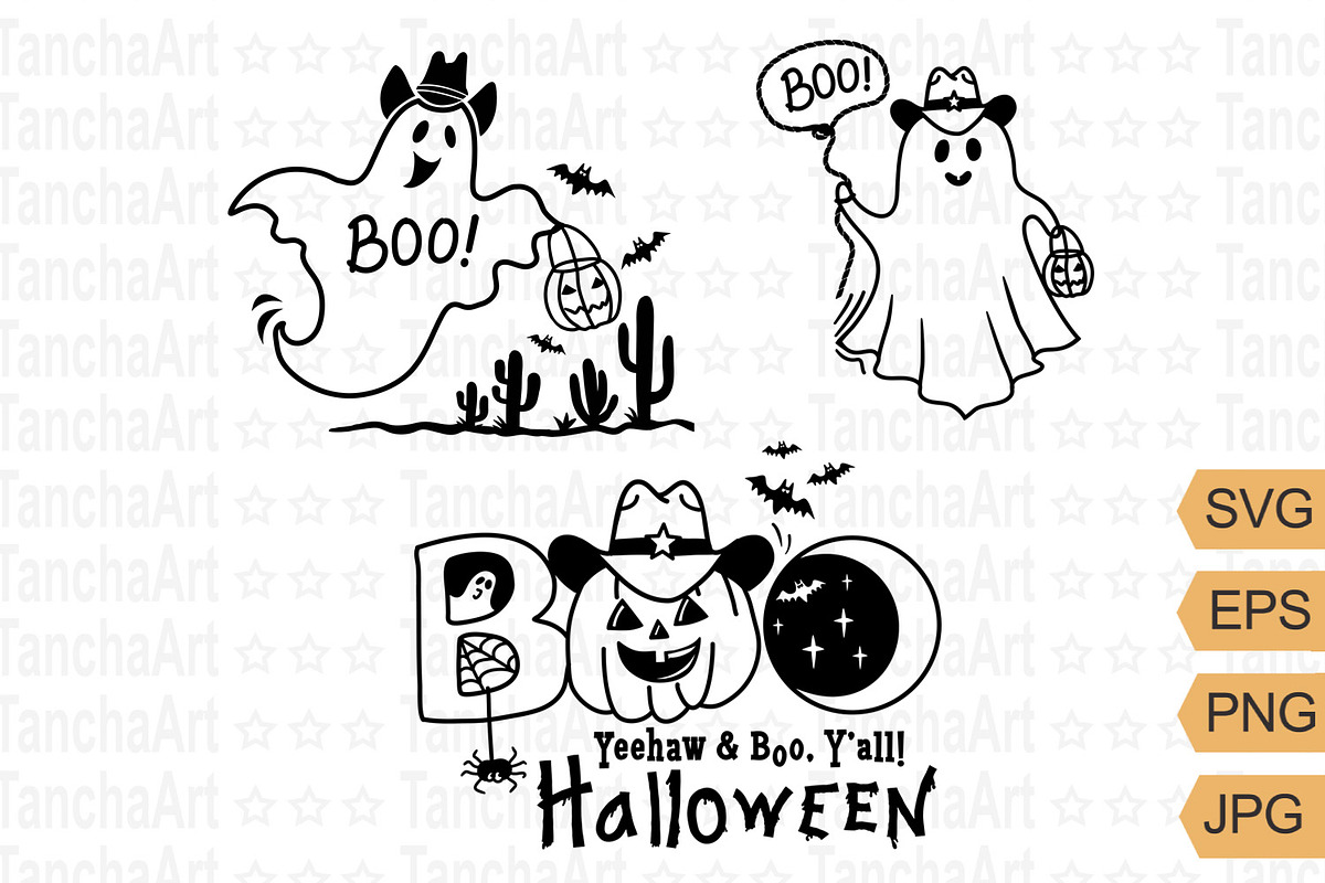 Boo Y'all Halloween Cowboy clipart, a Graphic by TanchaArt (Photo 1 of 6)