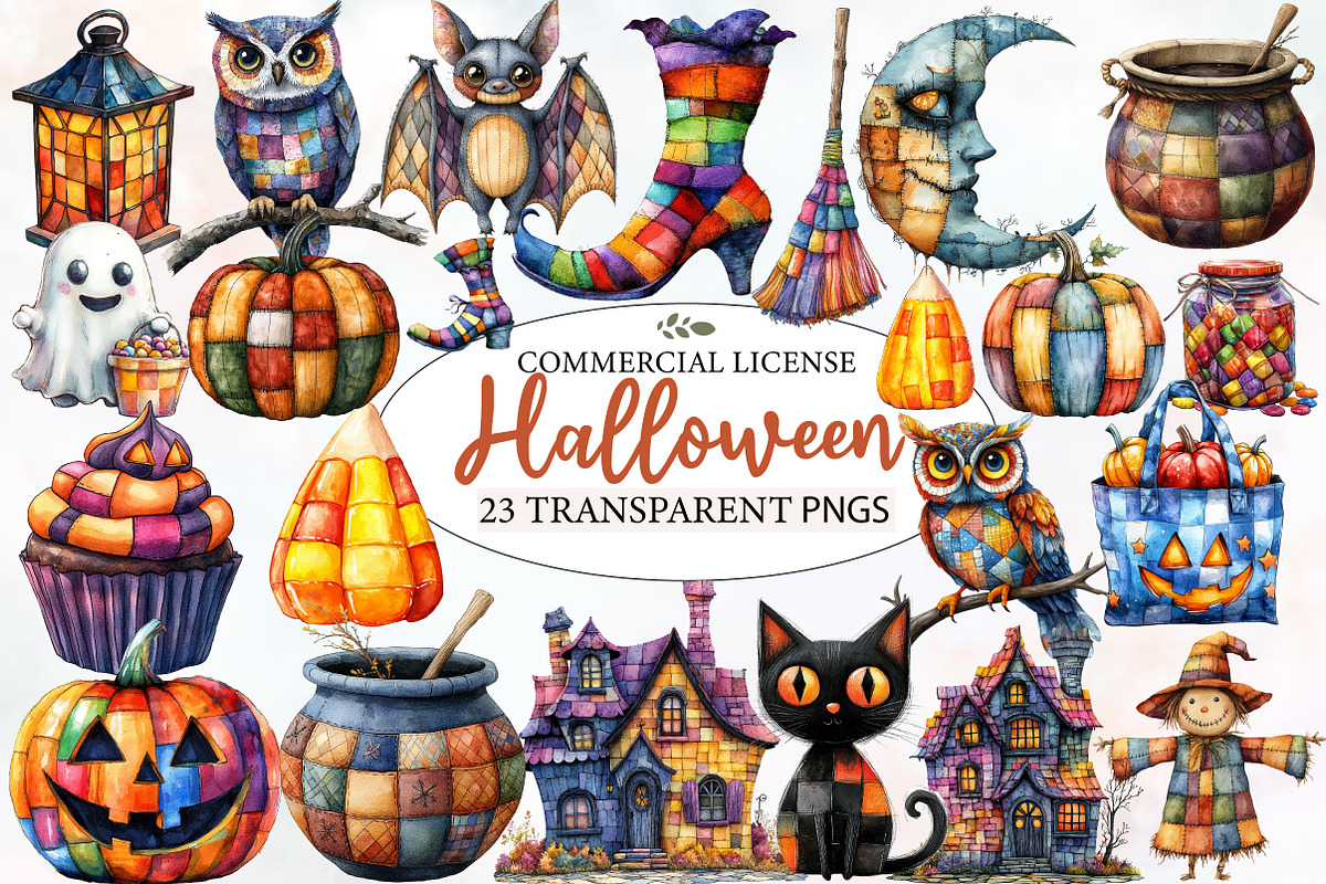 Patchwork Halloween,Clipart, an Illustration by Designworld (Photo 1 of 6)