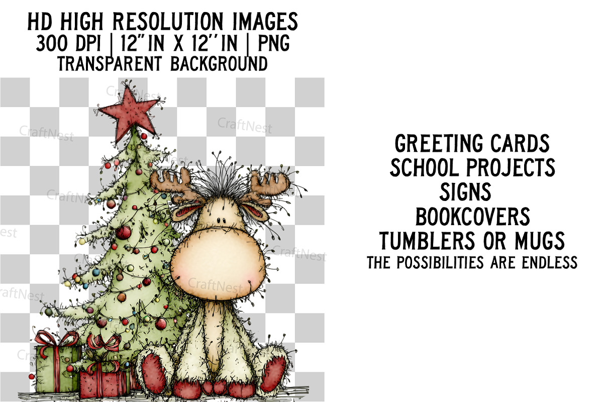 Whimsical Christmas Fluffy Reindeer, an Illustration by Craft Nest (Photo 2 of 6)