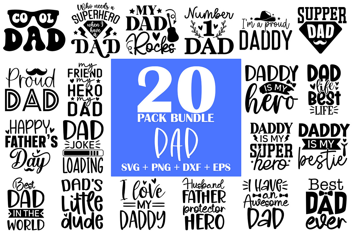 Dad SVG Bundle 20 Designs, an Illustration by ZoomkSVG (Photo 1 of 41)