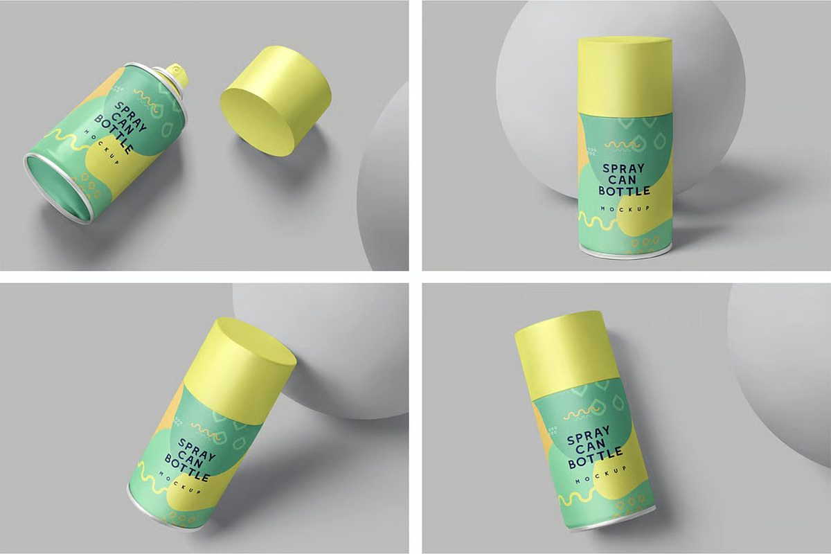 Spray Can Mockups, a Product Mockup by megostudi0 (Photo 1 of 7)