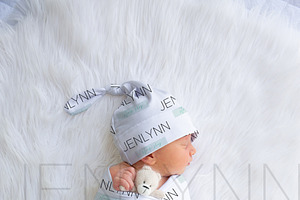 Swaddle blanket + Knotted Hat mockup