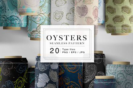 Oysters Seamless Patterns, a Pattern Graphic by Samira