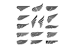 Isolated Wings Icons. Vintage Wing