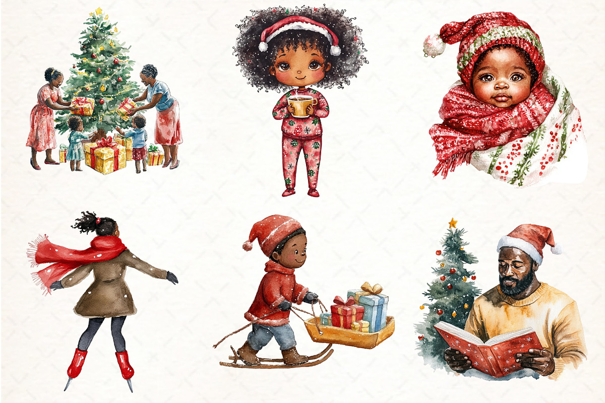 African American Christmas Clipart, an Illustration by Pixels.Craft (Photo 3 of 7)