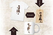 Sad Characters Clipart Set, a Decorative Illustration by Print Haven Mochi Vintage (Thumbnail 2 of 3)