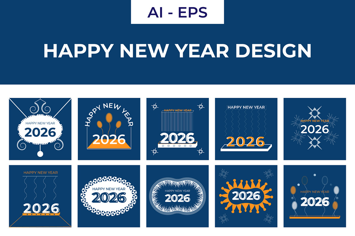 Happy New Year Design, a Decorative Illustration by Lakhan1998 (Photo 1 of 6)