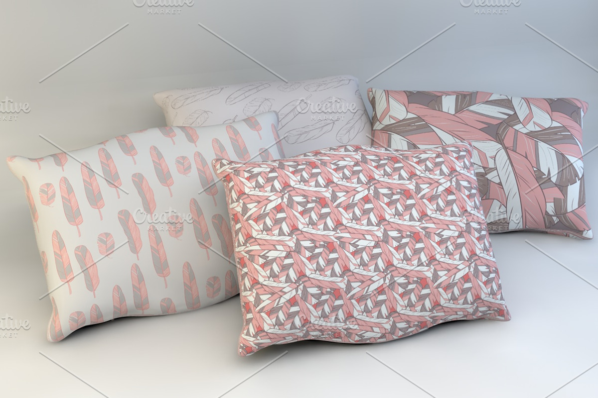 Seamless patterns with feathers preview 7