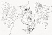 Procreate Snake stamps with flowers., a Brush Add-On by AnnaPolitmerskaja (Thumbnail 2 of 8)
