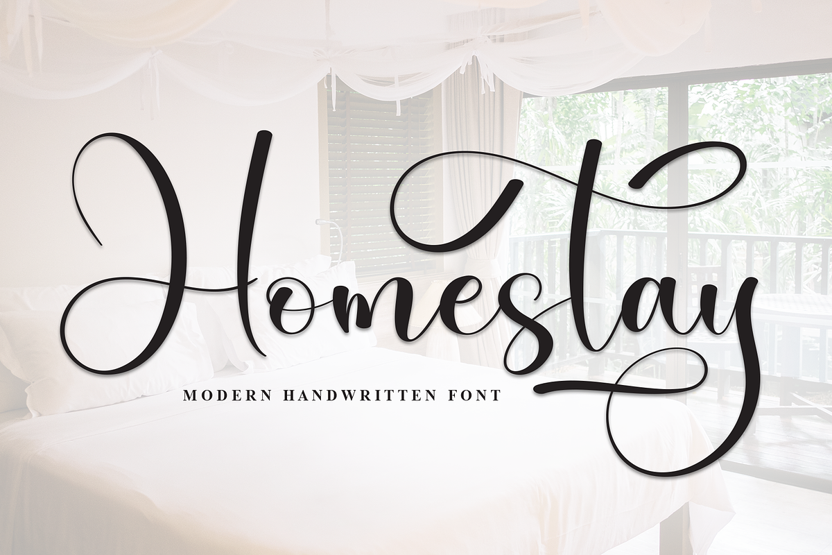 Homestay | Script Font, a Handwritten Font by Scratchones (Photo 1 of 9)