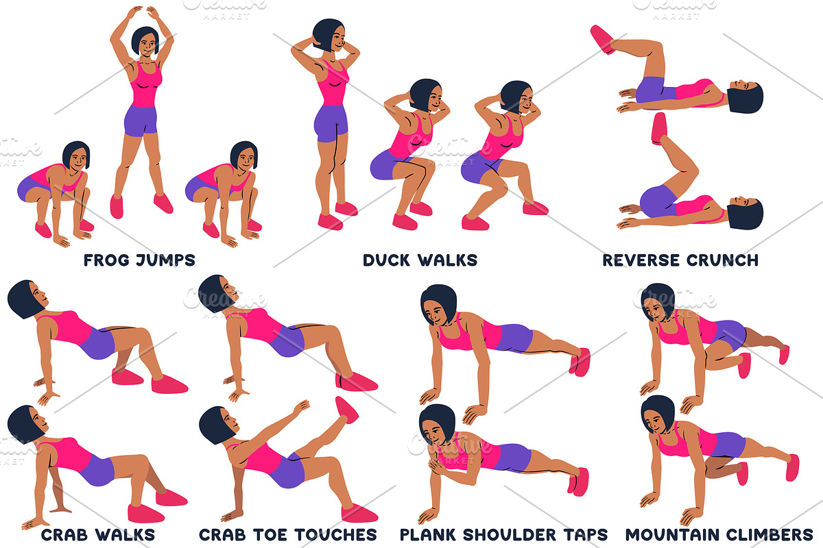 Sport exercises collection, a Healthcare Illustration by tamara.comotomka (Photo 6 of 8)