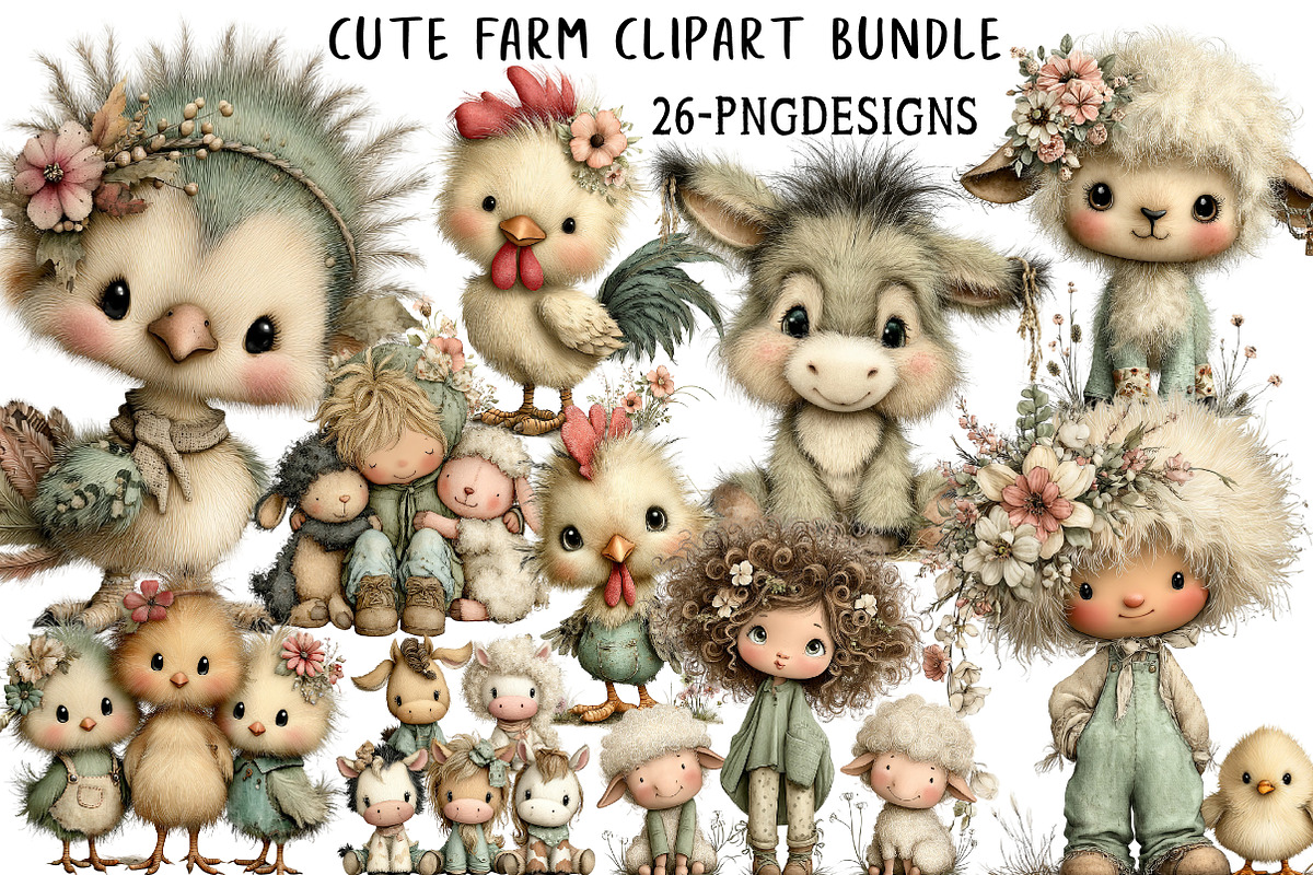 Cute Farm Clipart Bundle, an Illustration by Daily.Designs (Photo 1 of 6)