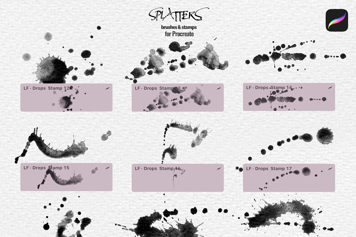 Splatter Brushes for Procreate, a Brush Add-On by Les Frolova (Photo 6 of 9)