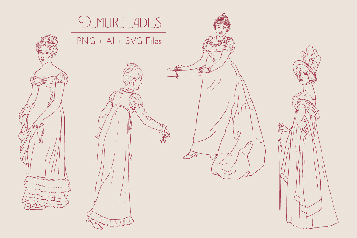 Jane Austen Inspired Line Art, a Person Illustration by Miriam Furniss Designs (Photo 9 of 13)