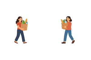 Young woman carries grocery bag, a Nature Photo by ZinetroN